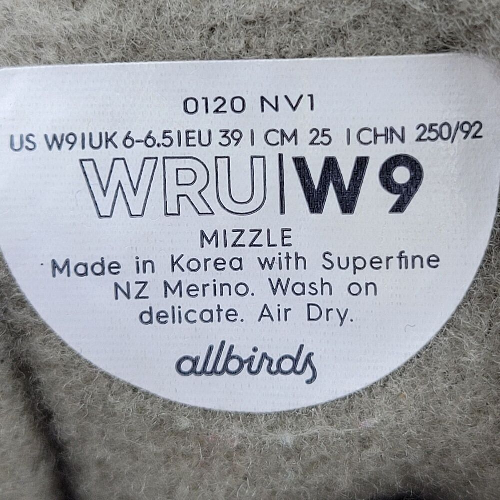 Allbirds Wool Runner Up Mizzle Womens Size 9 Cardamon (Cream Sole) High Top - Picture 7 of 8